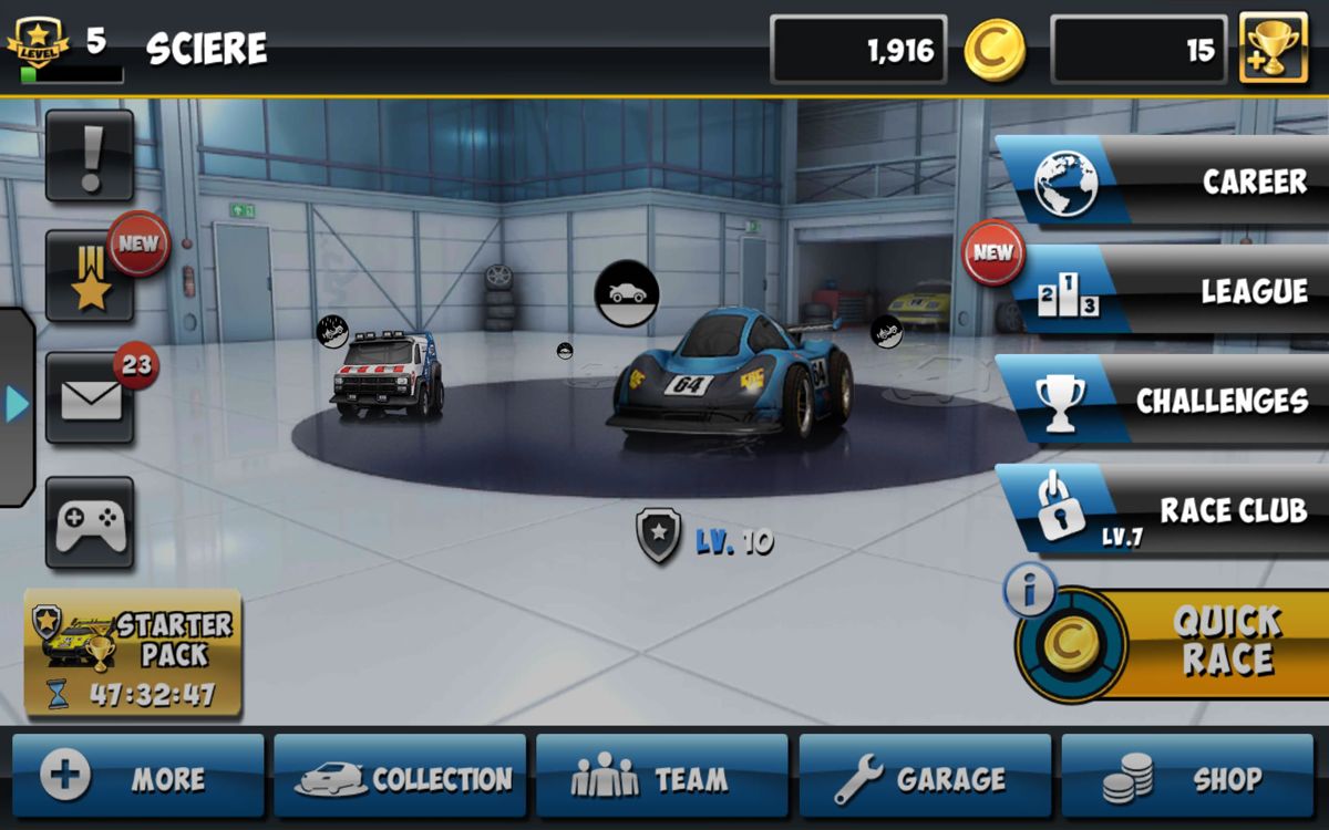 Mini Motor Racing WRT (Android) screenshot: Main menu
