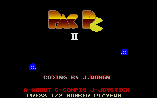 Pac PC II (DOS) screenshot: Title screen and main menu