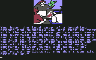 Treasure Island (Commodore 64) screenshot: Pirate camp.