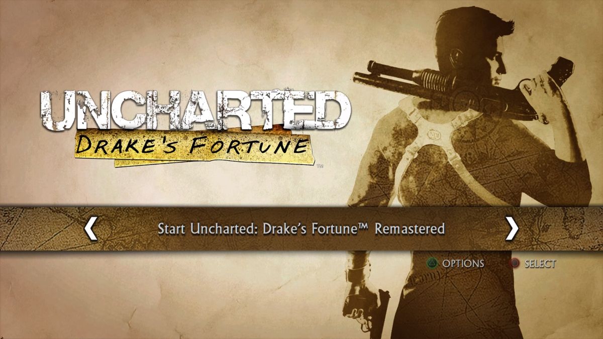 Uncharted: The Nathan Drake Collection (PlayStation 4) screenshot: Uncharted select screen