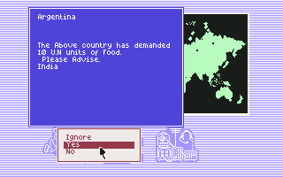 Global Commander (Commodore 64) screenshot: Well at least someone gives a damn about Argentina