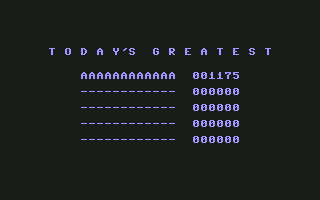 Aquaplane (Commodore 64) screenshot: The high scores.