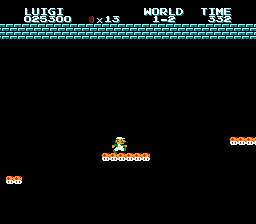 Super Mario Bros. 2 (NES) screenshot: Jumping from falling platform to falling platform; this game gets tricky even in the second level.