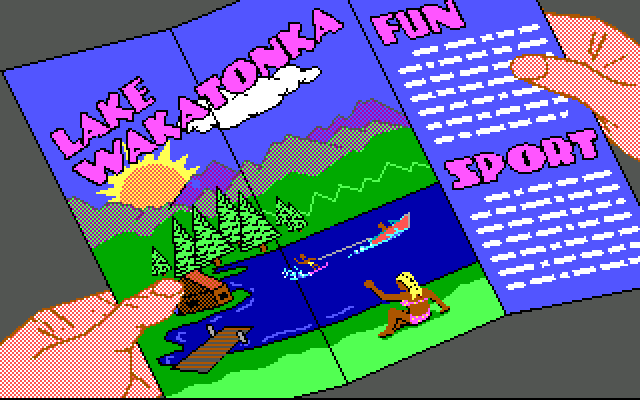 Ford Simulator III (DOS) screenshot: Come to see Lake Wakatonka.