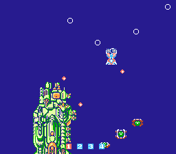 ImageFight (NES) screenshot: This upgrade allows you to shoot bubbles at enemies. You can control the direction if you press directional buttons together with the "fire" button