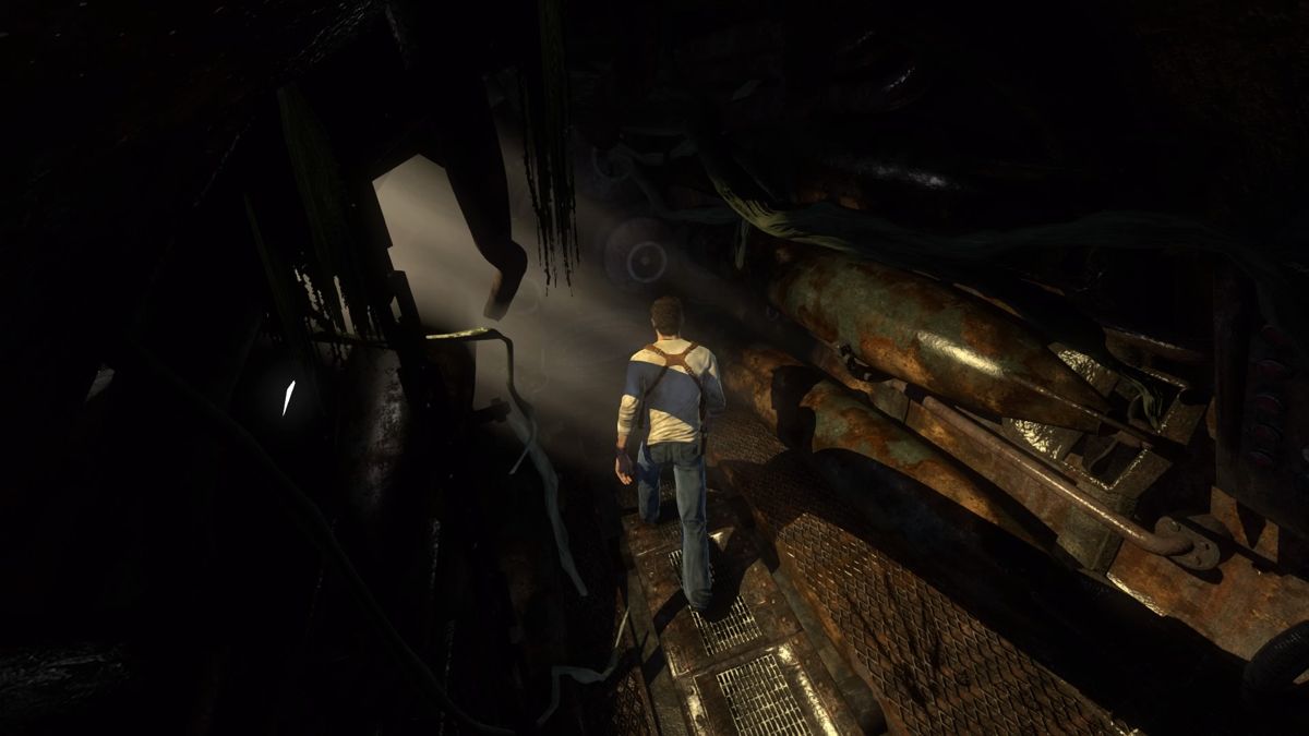 Uncharted: Drake's Fortune (PlayStation 4) screenshot: Exploring German U-boat