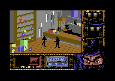 Ninja Remix (Commodore 64) screenshot: Level 2, "The Street": <i>Katana</i>.<br>
