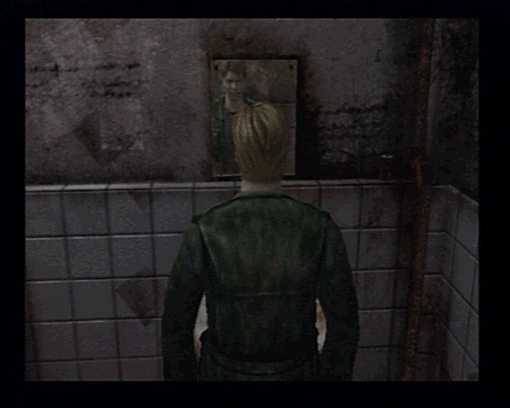 Silent Hill 2 (PlayStation 2) screenshot: Real time effects such as lighting, mirroring, fog, and such are really helping increase the ambient.