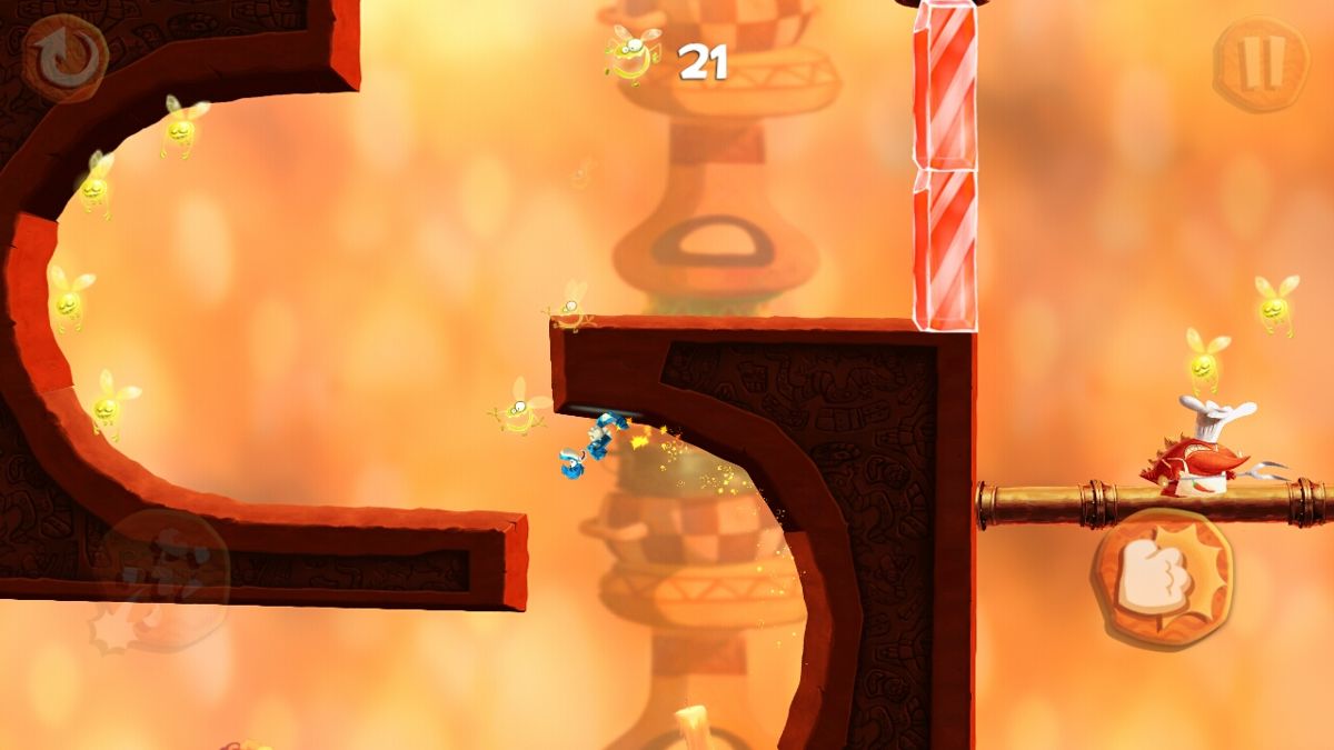 Rayman Fiesta Run (Android) screenshot: Wall- (and ceiling-) running