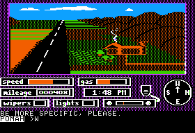 Crosscountry California (Apple II) screenshot: Near the village
