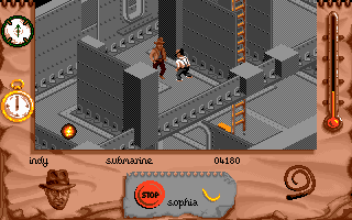 Indiana Jones and the Fate of Atlantis: The Action Game (DOS) screenshot: Level 4 - Indy whips a Nazi!