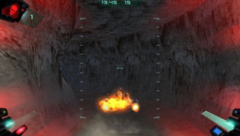 BattleZone (PSP) screenshot: Tank on fire – it will go down fast.