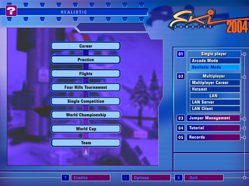 Ski Jumping 2004 (Windows) screenshot: The realistic mode