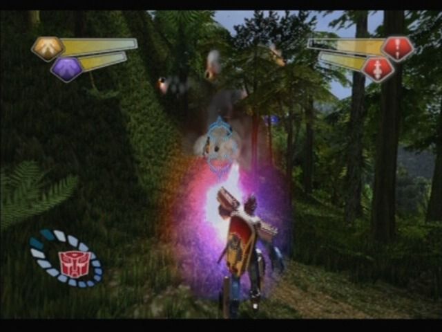 TransFormers (PlayStation 2) screenshot: Firefight in the jungle