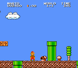Super Mario Bros. 2 (NES) screenshot: Pipes level with the ground and a poison mushroom