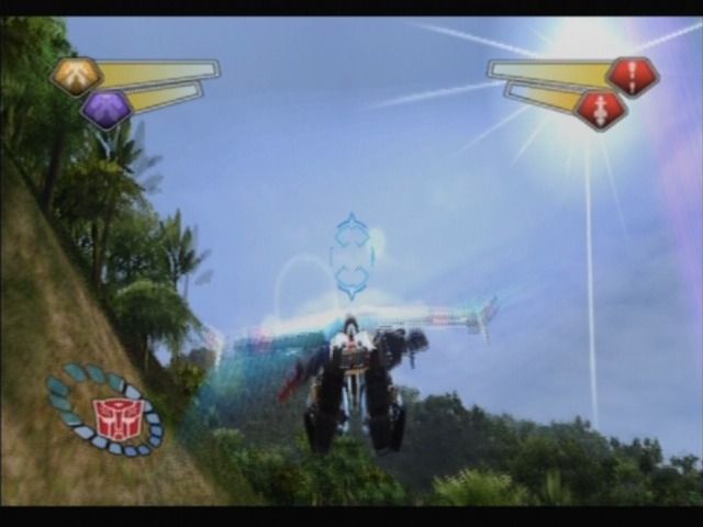 TransFormers (PlayStation 2) screenshot: Autobots cannot fly per se, but gliding helps you cover longer distances more quickly