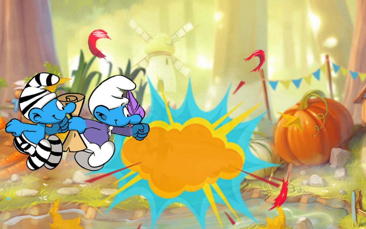 The Smurfs: Epic Run (Android) screenshot: My Smurf has found and opened a present.