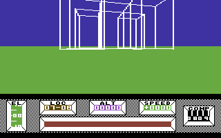 Mercenary (Commodore 64) screenshot: In front of a building