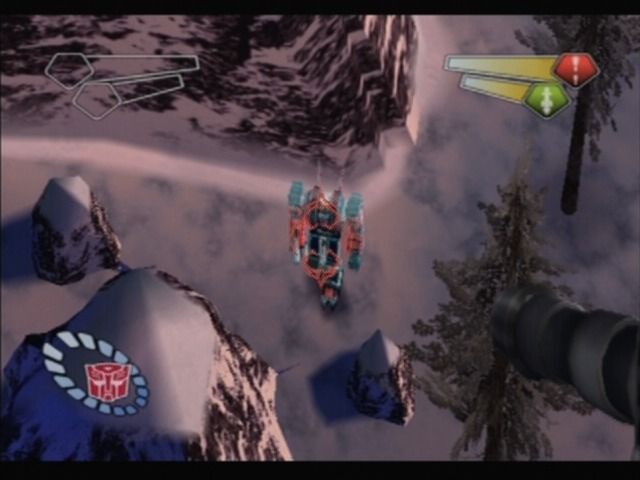 TransFormers (PlayStation 2) screenshot: Higher ground gives you tactical advantage