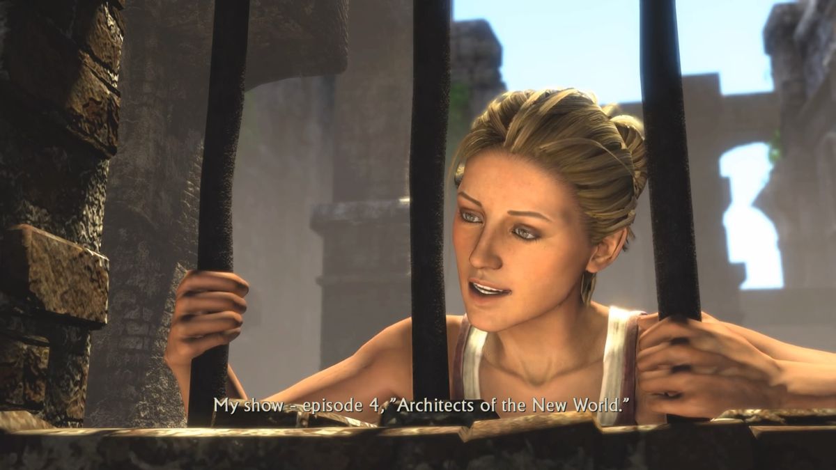 Uncharted: Drake's Fortune (PlayStation 4) screenshot: Elena coming to Nate's rescue