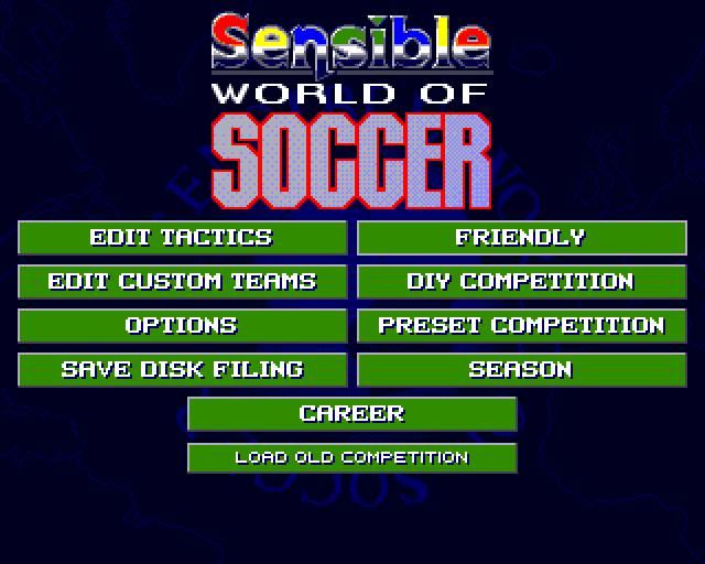 Sensible World of Soccer (Amiga) screenshot: Main menu