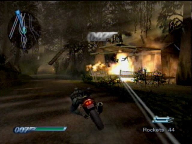 007: Everything or Nothing (Xbox) screenshot: Chasing the cistern truck is a mission, taking out the pass-by enemies is a display of skill.