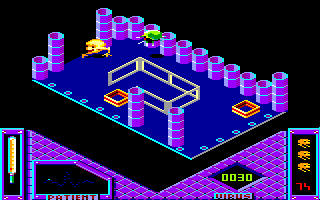Bactron (Amstrad CPC) screenshot: Running away from virus...