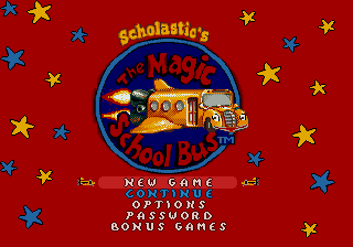 Scholastic's The Magic School Bus: Space Exploration Game (Genesis) screenshot: Title