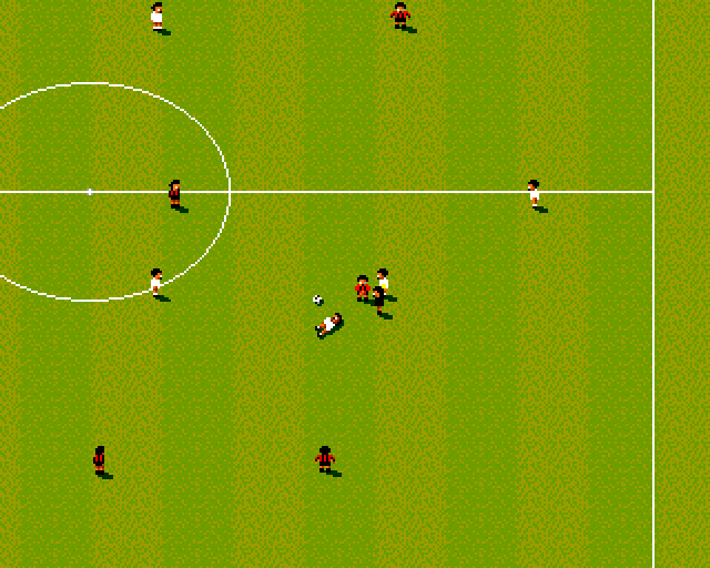 Sensible World of Soccer (Amiga) screenshot: 2nd half: receiving a yellow card