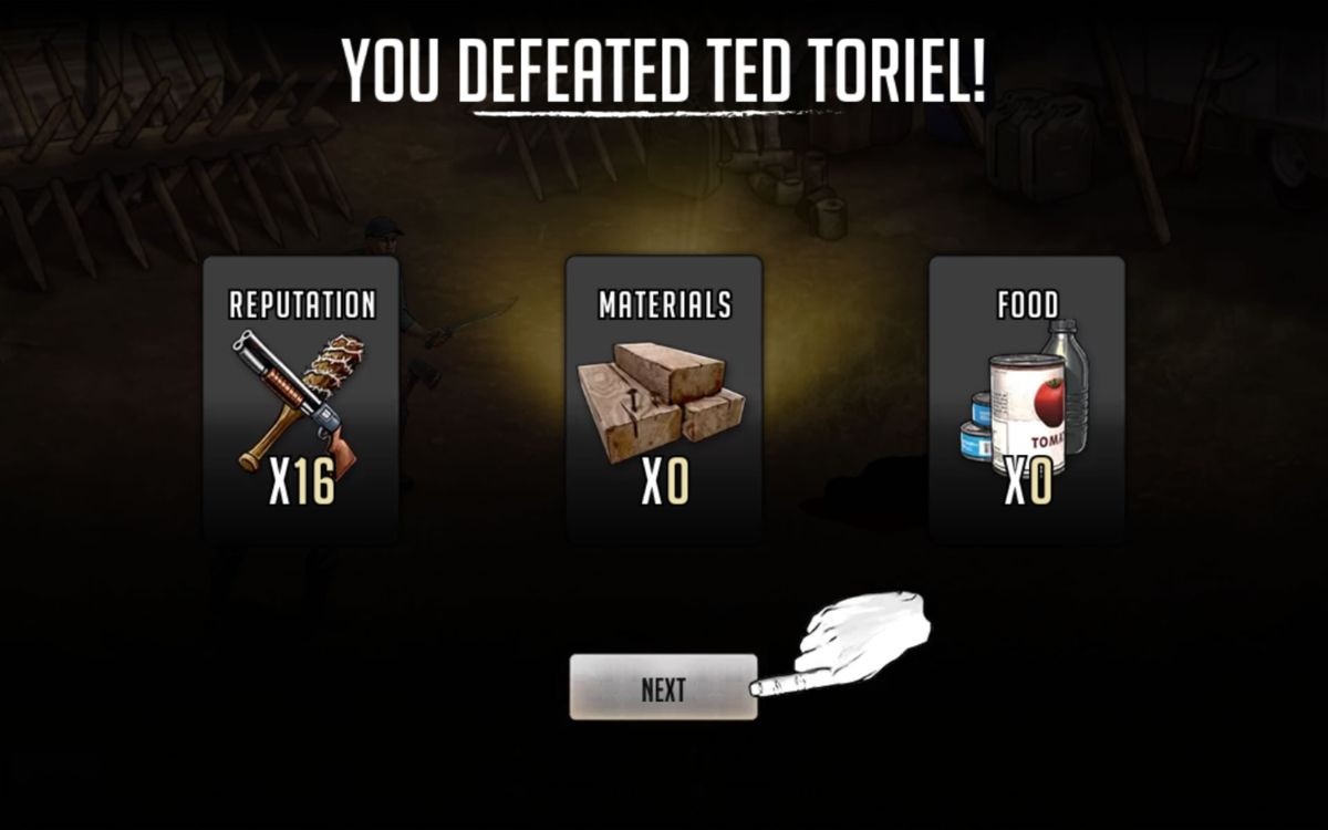 The Walking Dead: Road to Survival (Android) screenshot: Raid completed
