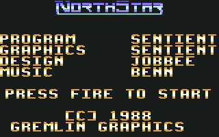 NorthStar (Commodore 64) screenshot: Title screen and credits