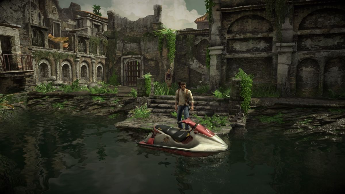 Uncharted: Drake's Fortune (PlayStation 4) screenshot: Taking the jet ski