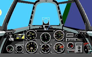 Their Finest Hour: The Battle of Britain (DOS) screenshot: Spitfire MkI cockpit!