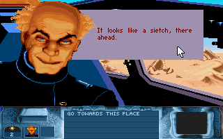 Dune (Amiga) screenshot: The unknown sietch is located by Gurney.