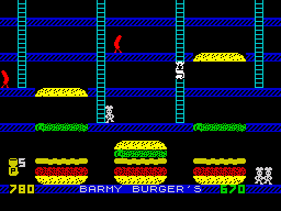 Barmy Burgers (ZX Spectrum) screenshot: First Hamburger.