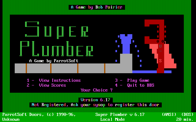 Super Plumber (DOS) screenshot: Title screen