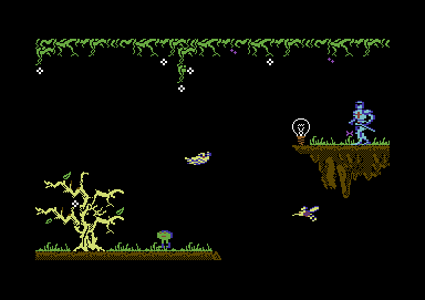 Camelot Warriors (Commodore 64) screenshot: After collecting the light bulb...