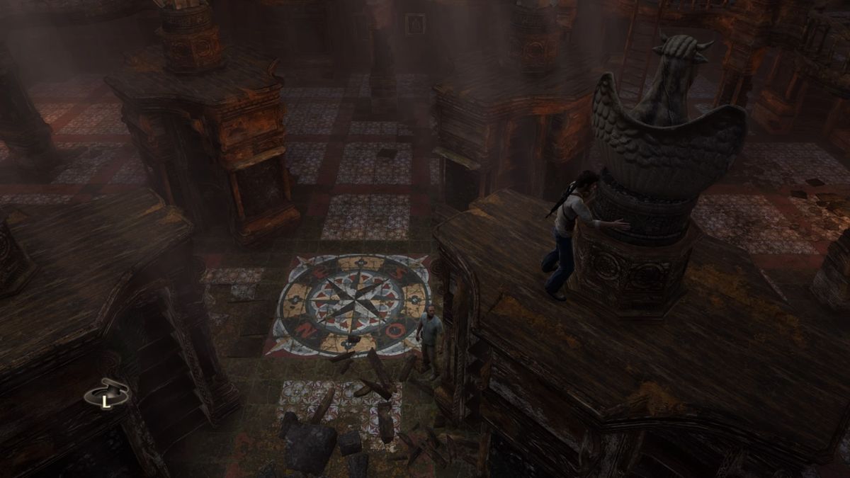 Uncharted: Drake's Fortune (PlayStation 4) screenshot: Statue puzzle