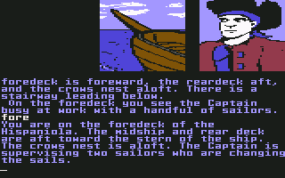 Treasure Island (Commodore 64) screenshot: Fore of the ship.