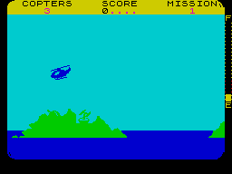 Blue Thunder (ZX Spectrum) screenshot: Beware of the camouflaged turrets.