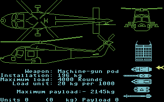 Combat Lynx (Commodore 64) screenshot: Arming the helicopter