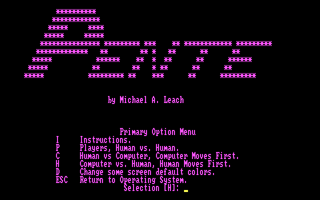 Pente (DOS) screenshot: Title screen.