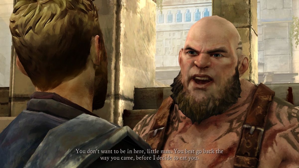 Game of Thrones: Episode Five of Six - A Nest of Vipers (PlayStation 4) screenshot: Dealing with the obstacle between you and the pit