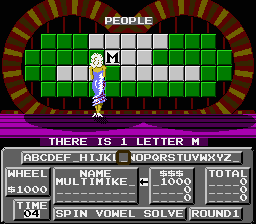 Wheel of Fortune: Junior Edition (NES) screenshot: Flipping letters.