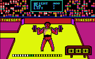 European Games (Commodore 64) screenshot: Just hurt the keyboard a bit more...