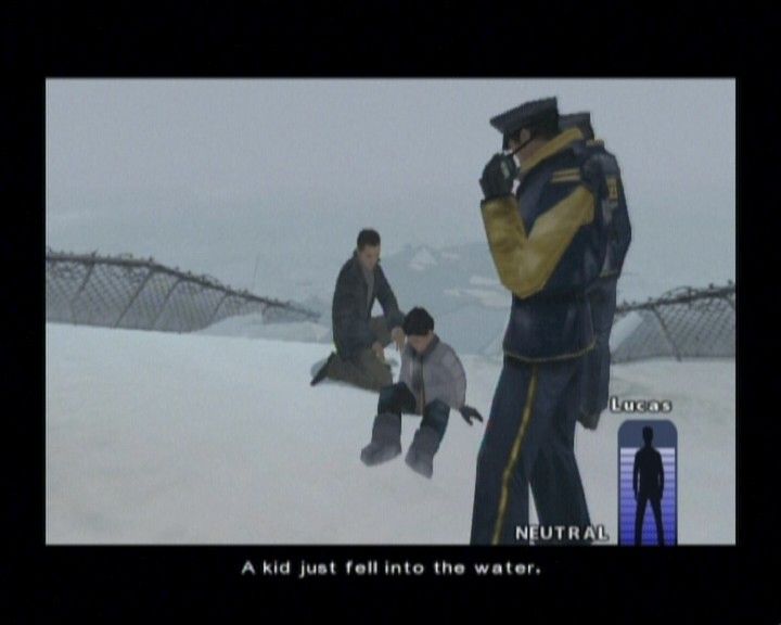 Indigo Prophecy (Xbox) screenshot: Saving the boy's life will let the cop who recognized you look the other way