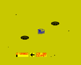 Power (ZX Spectrum) screenshot: Two <i>somethings</i>. They look like <i>Salmiakki</i>. What's the correlation between a <i>Colossal squid</i> and the Finish candy?