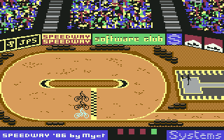 Speedway (Commodore 64) screenshot: The race is started...