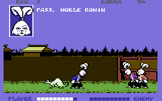 Samurai Warrior: The Battles of.... Usagi Yojimbo (Commodore 64) screenshot: ... avoid battles...