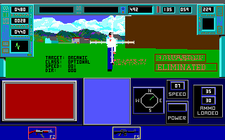 The Terminator (DOS) screenshot: A poor police officer does not realize the size of the bite he has just taken.